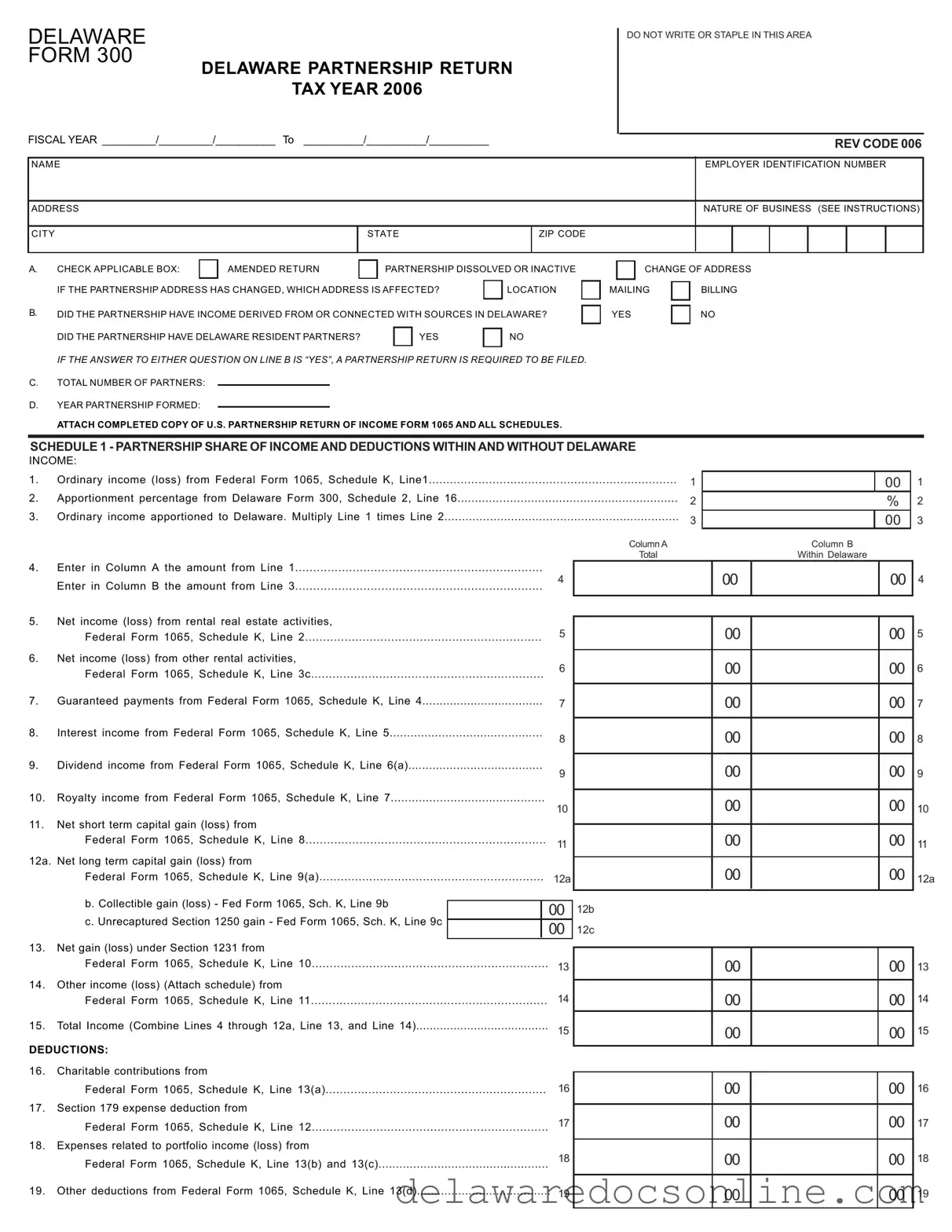 Fill Out Your Delaware 300 Form
