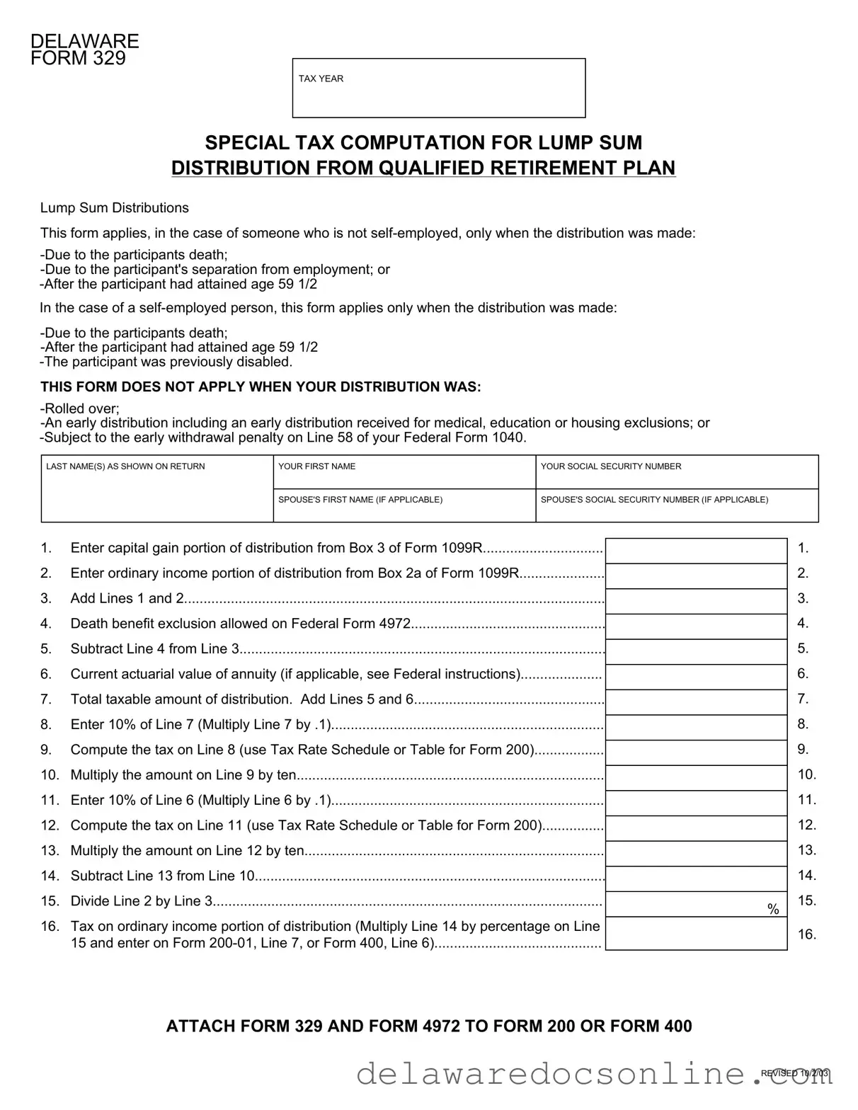 Fill Out Your Delaware 329 Form