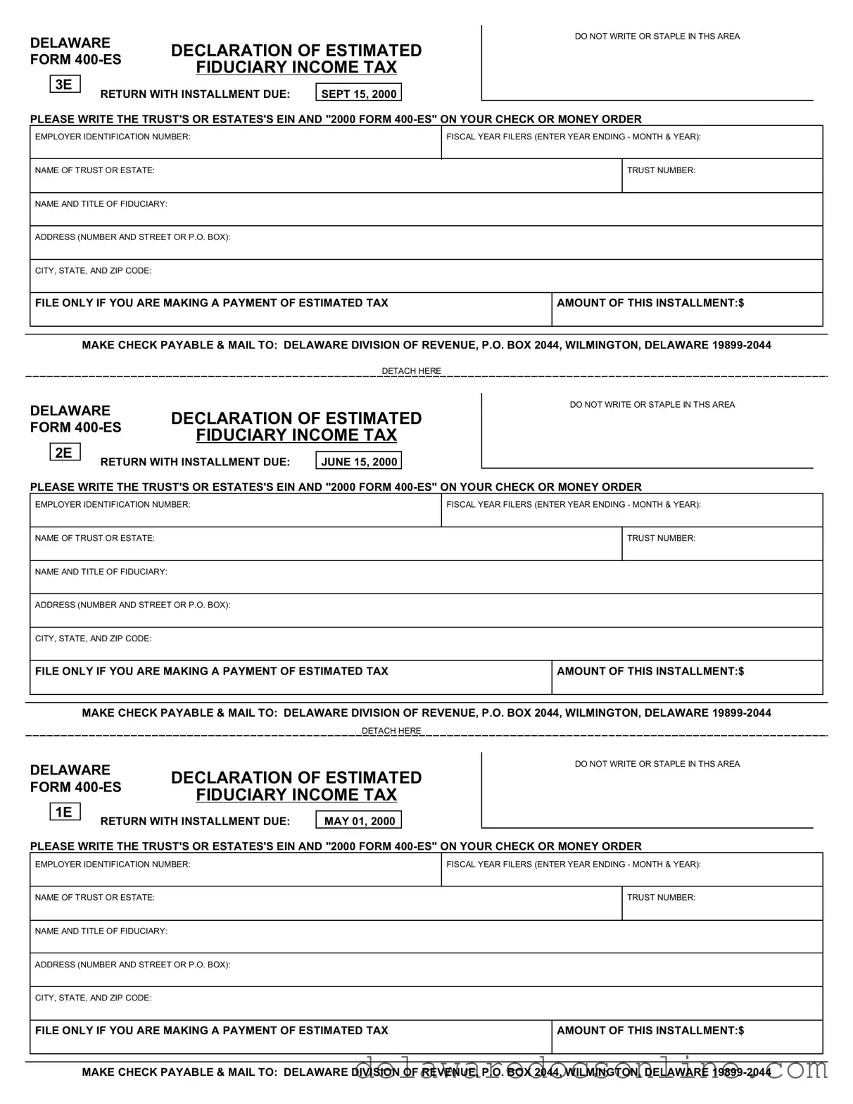 Fill Out Your Delaware 400 Es Form