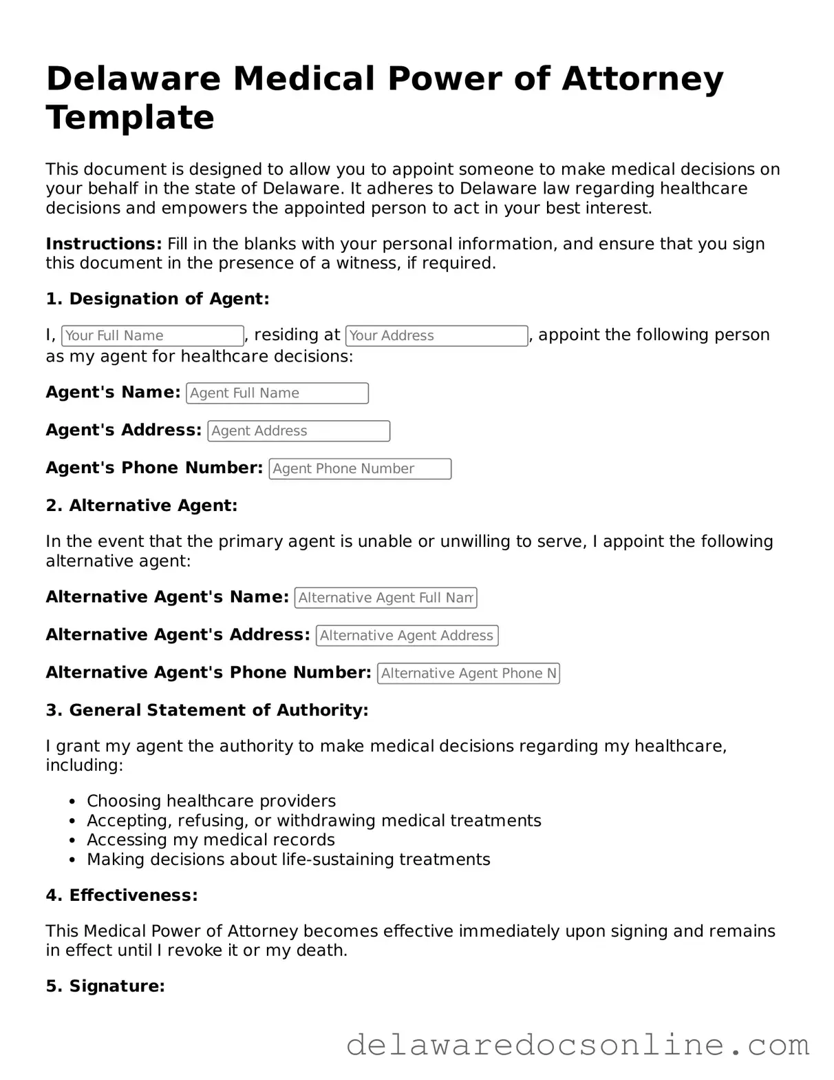 Attorney-Verified  Medical Power of Attorney Document for Delaware