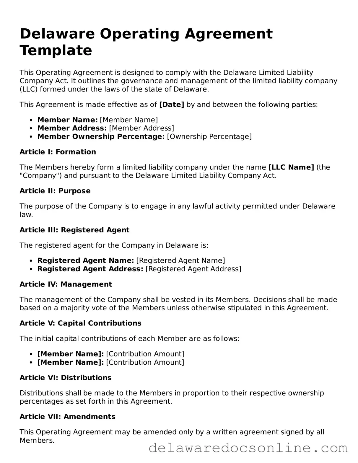 Attorney-Verified  Operating Agreement Document for Delaware