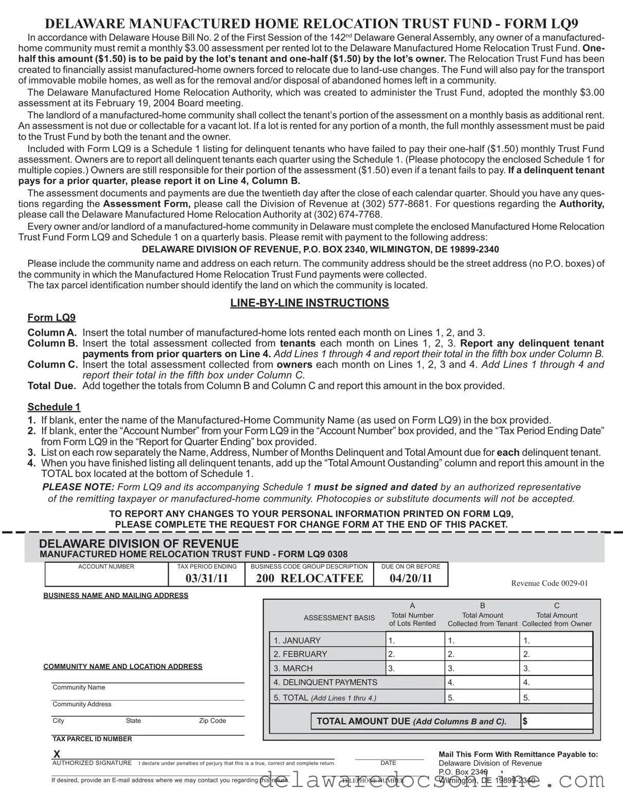 Fill Out Your Delaware Lq9 Form