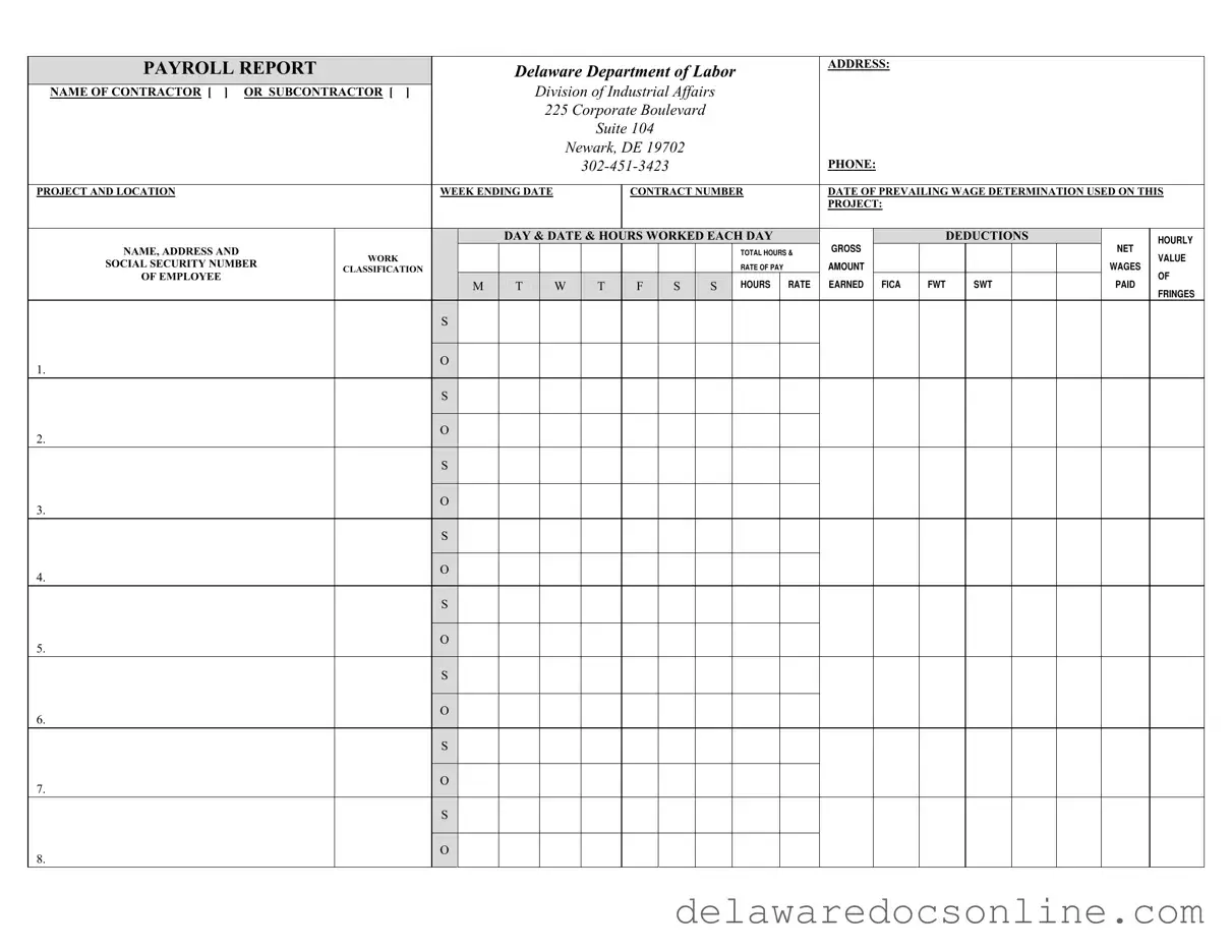 Fill Out Your Delaware Payroll Report Form