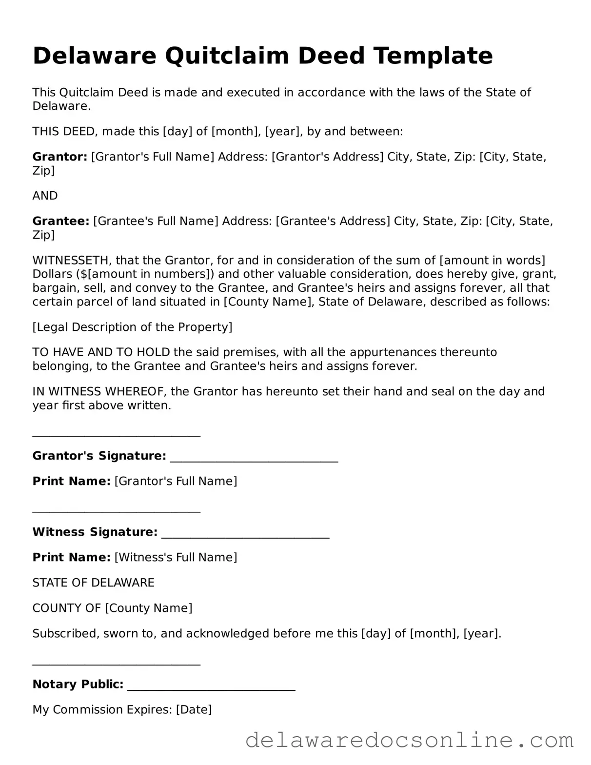 Attorney-Verified  Quitclaim Deed Document for Delaware
