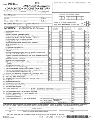 Fill Out Your Delaware 1100X Form