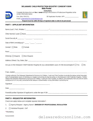Fill Out Your Delaware Child Protective Registry Form