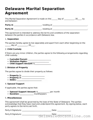Attorney-Verified  Marital Separation Agreement Document for Delaware