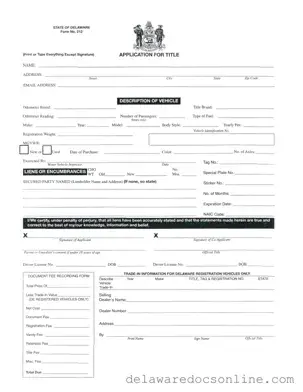 Fill Out Your Delaware No 212 Form