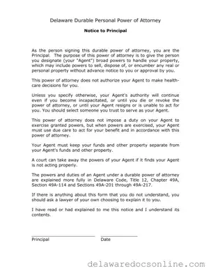 Fill Out Your Delaware Notice To Principal Form