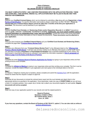 Fill Out Your Delaware Pardon Application Form