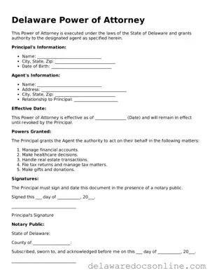 Attorney-Verified  Power of Attorney Document for Delaware