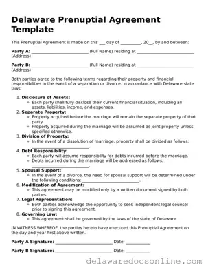 Attorney-Verified  Prenuptial Agreement Document for Delaware