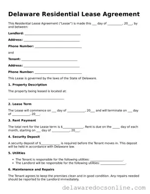 Attorney-Verified  Residential Lease Agreement Document for Delaware